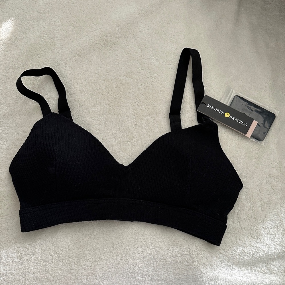 NWT - Kindred Bravely Black Ribbed Nursing Bra - Size L